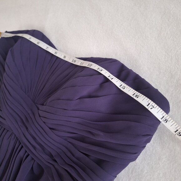 💙 David's Bridal Plum Chiffon Strapless Maxi Dress Size 12 Formal, bridesmaid, - Picture 6 of 8